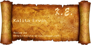 Kalita Ervin névjegykártya